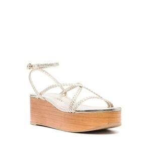 Stuart Weitzman Wovette Wedge Platform Sandal Light Gold 39.5 / US9